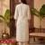 Off white embroidered silk kurta trouser set