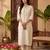 Off white embroidered silk kurta trouser set