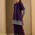 Purple embroidered cotton kurta trouser set
