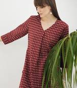 Maroon printed cotton kurta trouser set