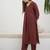 Maroon printed cotton kurta trouser set