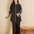 Black embroidered cotton kurta trouser set