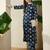 Navy blue printed viscose rayon kurta trouser set