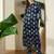 Navy blue printed viscose rayon kurta trouser set