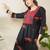 Black embroidered cotton kurta trouser set
