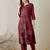 Burgundy embroidered cotton kurta trouser set