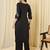 Black embroidered cotton kurta trouser set