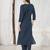 Blue printed cotton kurta trouser set