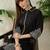 Black embroidered cotton kurta trouser set