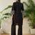 Black embroidered cotton kurta trouser set