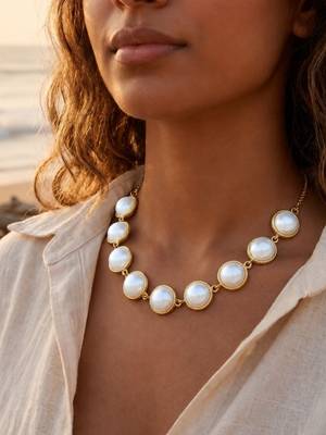 Fashion gold plated anti tarnish faux pearl necklace for women  1