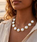 Fashion gold plated anti tarnish faux pearl necklace for women 