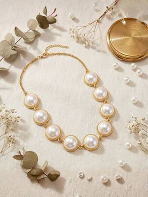 Fashion gold plated anti tarnish faux pearl necklace for women  2