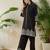 Black embroidered cotton kurta trouser set