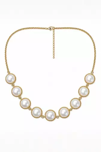Fashion gold plated anti tarnish faux pearl necklace for women 