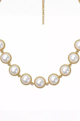 Fashion gold plated anti tarnish faux pearl necklace for women 