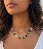 Fashion gold plated anti tarnish multicolor crystal necklace for women