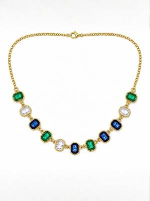 Fashion gold plated anti tarnish multicolor crystal necklace for women 3