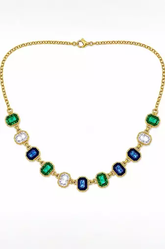 Fashion gold plated anti tarnish multicolor crystal necklace for women
