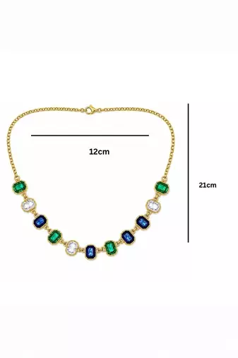 Fashion gold plated anti tarnish multicolor crystal necklace for women