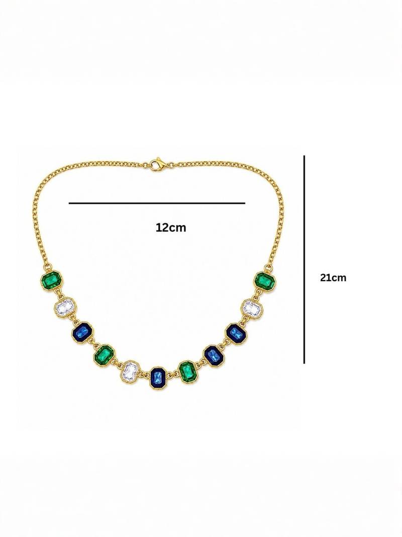 Fashion gold plated anti tarnish multicolor crystal necklace for women