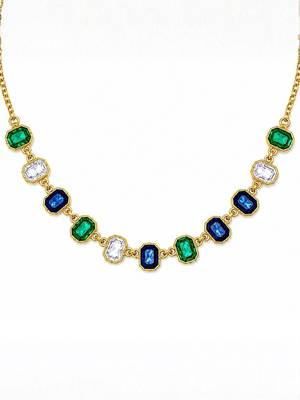 Fashion gold plated anti tarnish multicolor crystal necklace for women 5
