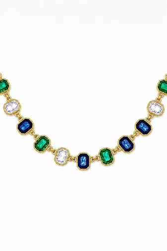 Fashion gold plated anti tarnish multicolor crystal necklace for women