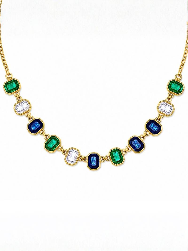 Fashion gold plated anti tarnish multicolor crystal necklace for women