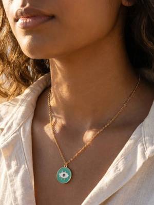 Fashion gold plated anti tarnish evil eye pendant necklace for women  1