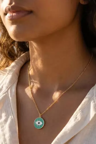 Fashion gold plated anti tarnish evil eye pendant necklace for women 