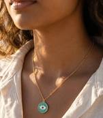 Fashion gold plated anti tarnish evil eye pendant necklace for women 