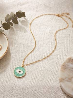 Fashion gold plated anti tarnish evil eye pendant necklace for women  2
