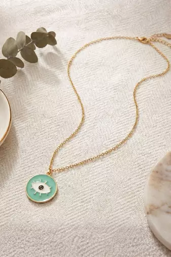 Fashion gold plated anti tarnish evil eye pendant necklace for women 