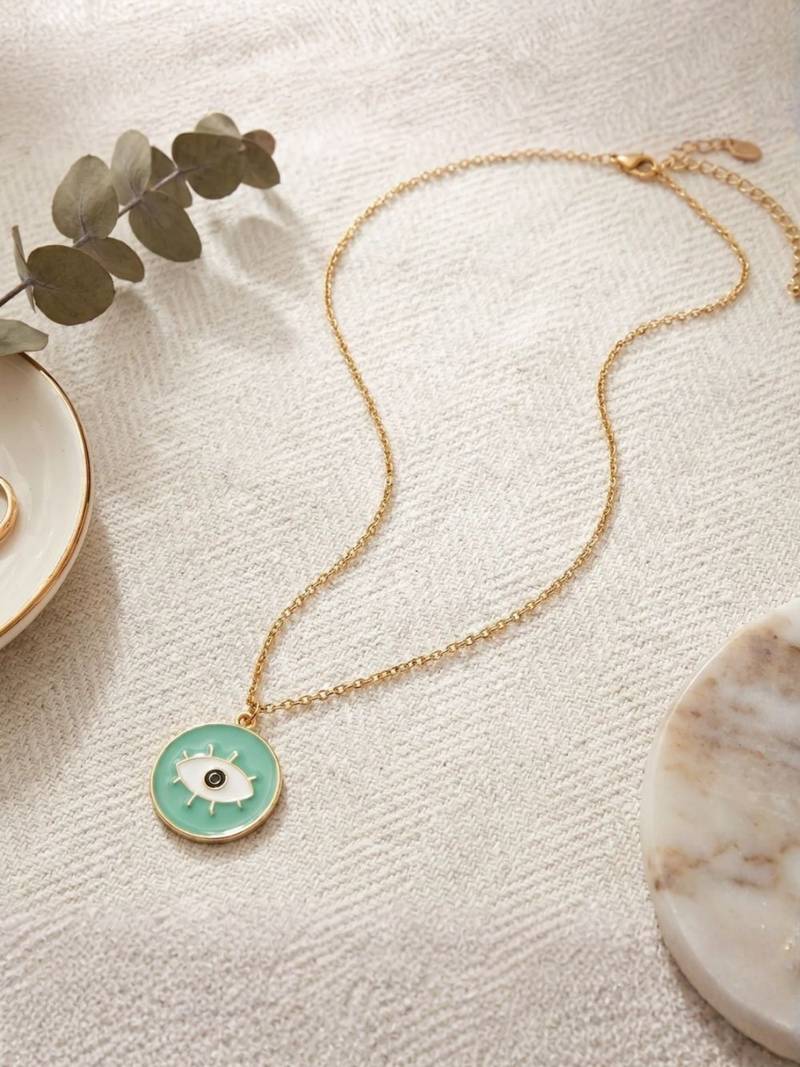 Fashion gold plated anti tarnish evil eye pendant necklace for women 