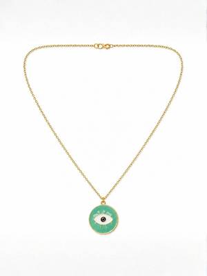 Fashion gold plated anti tarnish evil eye pendant necklace for women  3