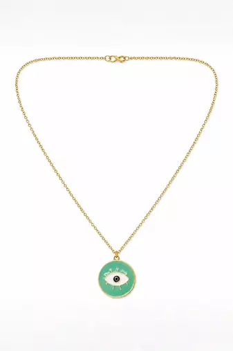 Fashion gold plated anti tarnish evil eye pendant necklace for women 