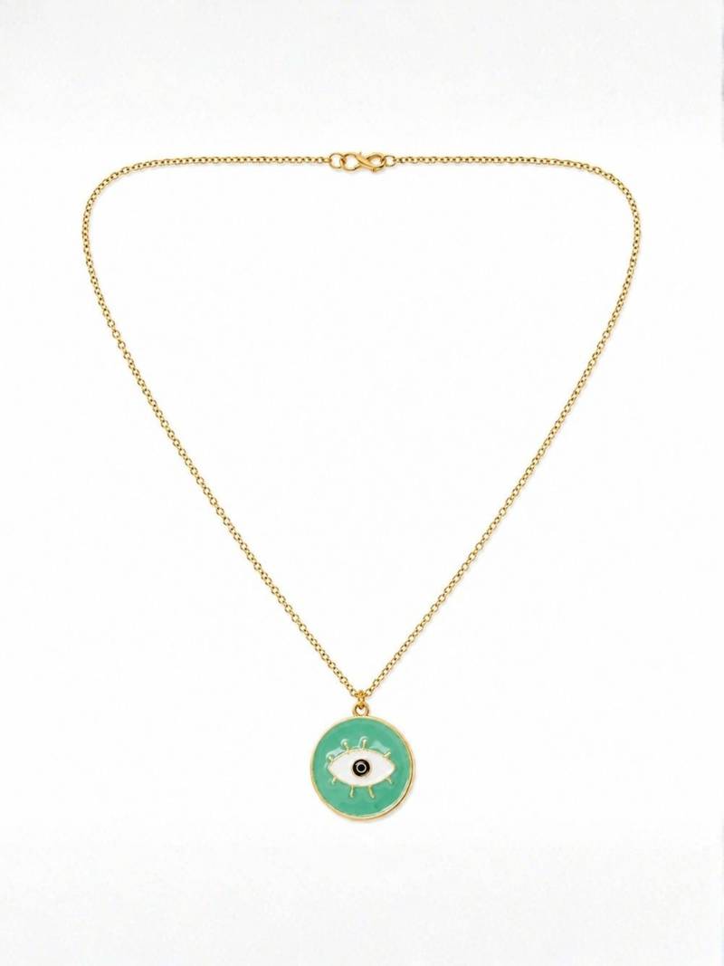 Fashion gold plated anti tarnish evil eye pendant necklace for women 