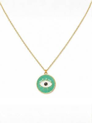 Fashion gold plated anti tarnish evil eye pendant necklace for women  4