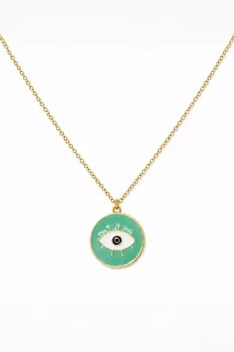 Fashion gold plated anti tarnish evil eye pendant necklace for women 