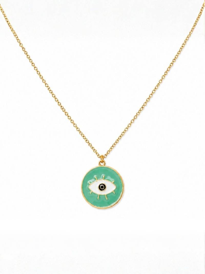 Fashion gold plated anti tarnish evil eye pendant necklace for women 