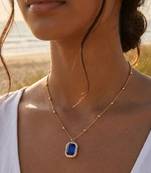 Fashion gold plated anti tarnish blue crystal pendant necklace for women 