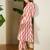 Cream printed cotton kurta trouser set