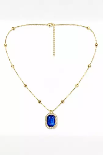 Fashion gold plated anti tarnish blue crystal pendant necklace for women 