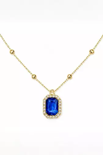 Fashion gold plated anti tarnish blue crystal pendant necklace for women 
