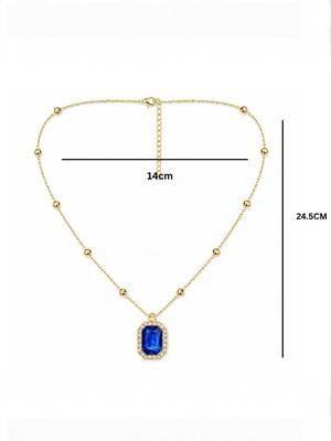 Fashion gold plated anti tarnish blue crystal pendant necklace for women  5