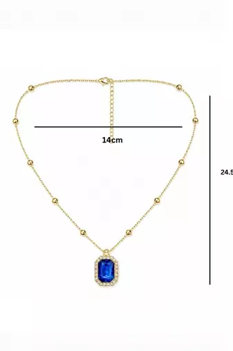 Fashion gold plated anti tarnish blue crystal pendant necklace for women 