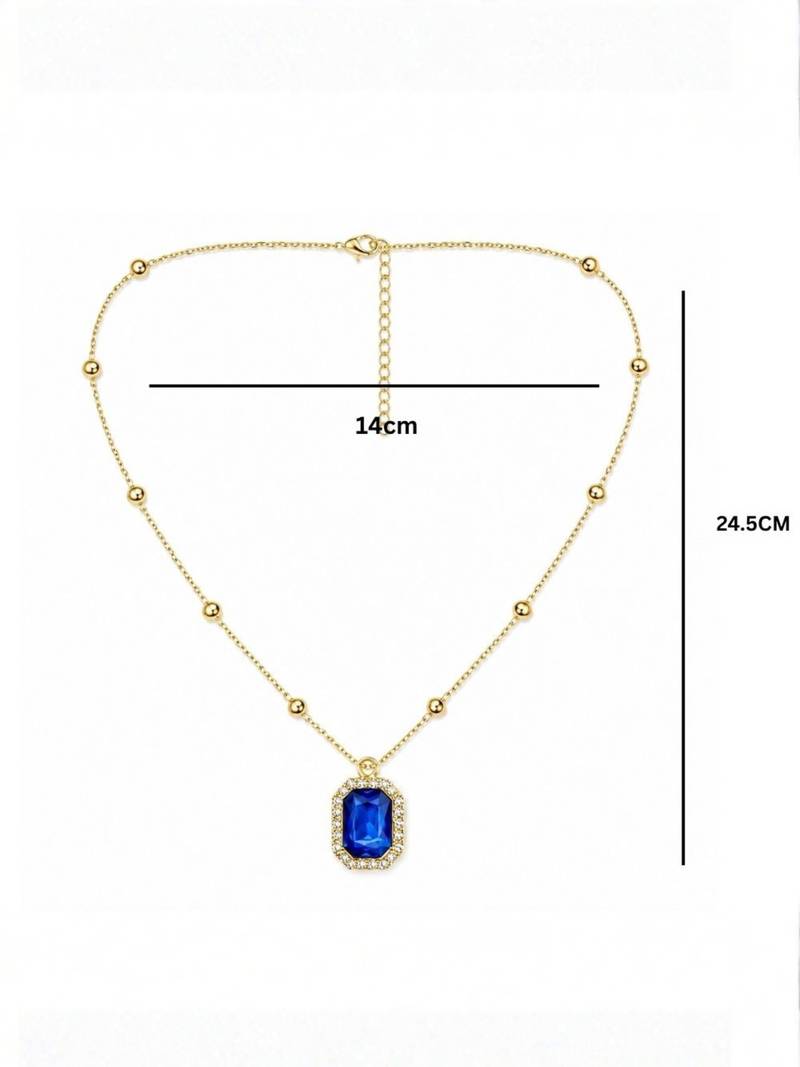 Fashion gold plated anti tarnish blue crystal pendant necklace for women 