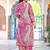 Pink printed cotton kurta trouser set