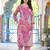 Pink printed cotton kurta trouser set