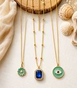 Fashion anti tarnish gold plated 3 layered necklace combo set for women and girls
